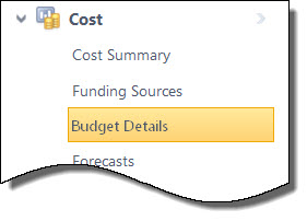 Cost Menu - Budget Details