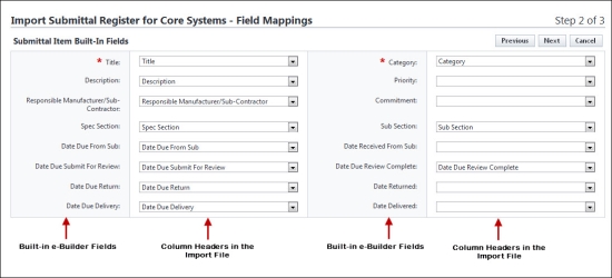 Sample Import Filed Mappings