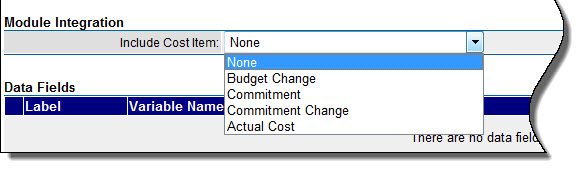 Module Integration Drop-Down Options