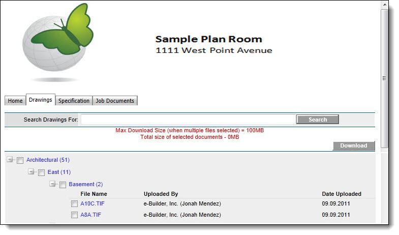 Samle Plan room Drawings tab Groupings