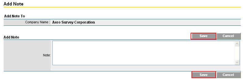 Contacts-Company Details-tabs-Notes (add note- Save)