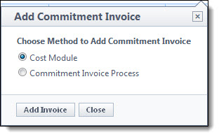 Choose Method to Add Commitment Invoice