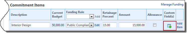 Add Commitment Items Custom Fields Icon