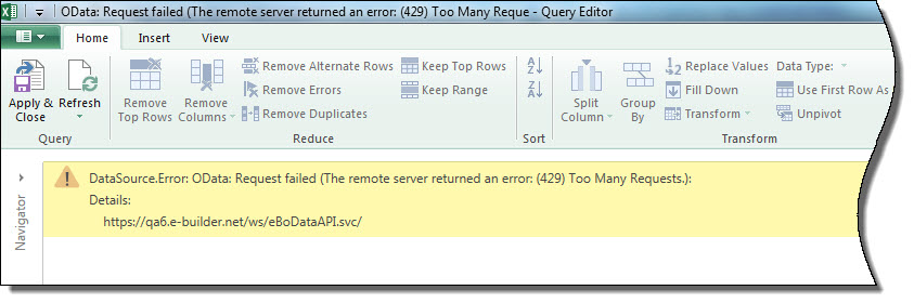 API Throttling Message