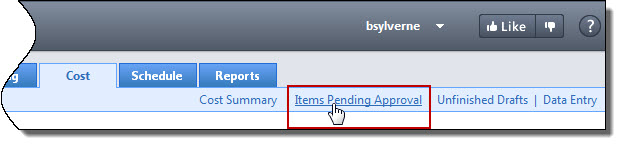 Items Pending Approval Link