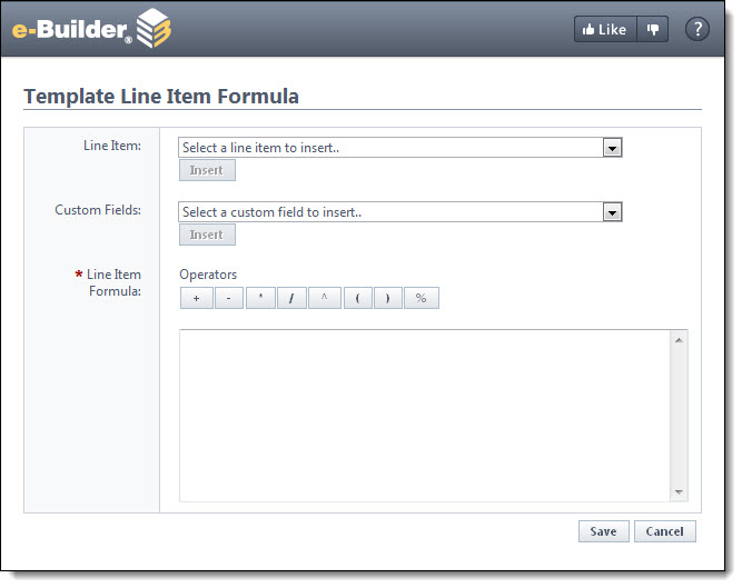 Template Line Item Formula