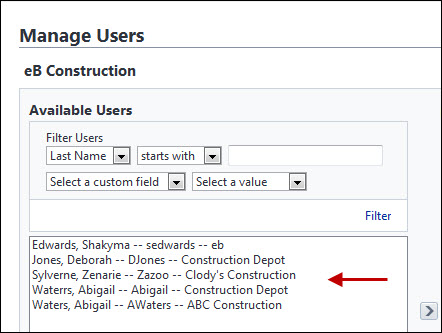 Project Manage Users Page