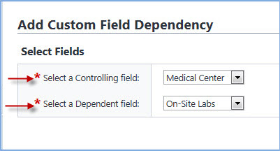 Choose Controlling and Dependent Fields