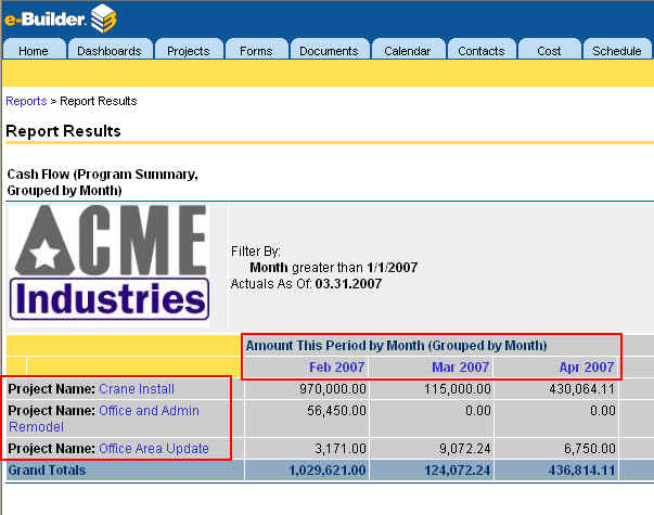 Reports - Report Wizard -Step 6 - Matrix report grouping (2)