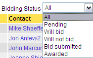 Contacts-Tabs-Bid Package- bidding status