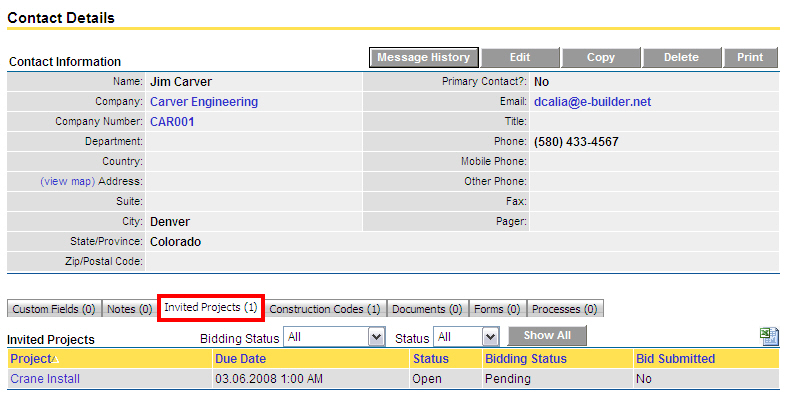 Contacts-Contact Details- tabs-bid packages
