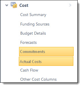 Cost Menu Actuals & Commitments